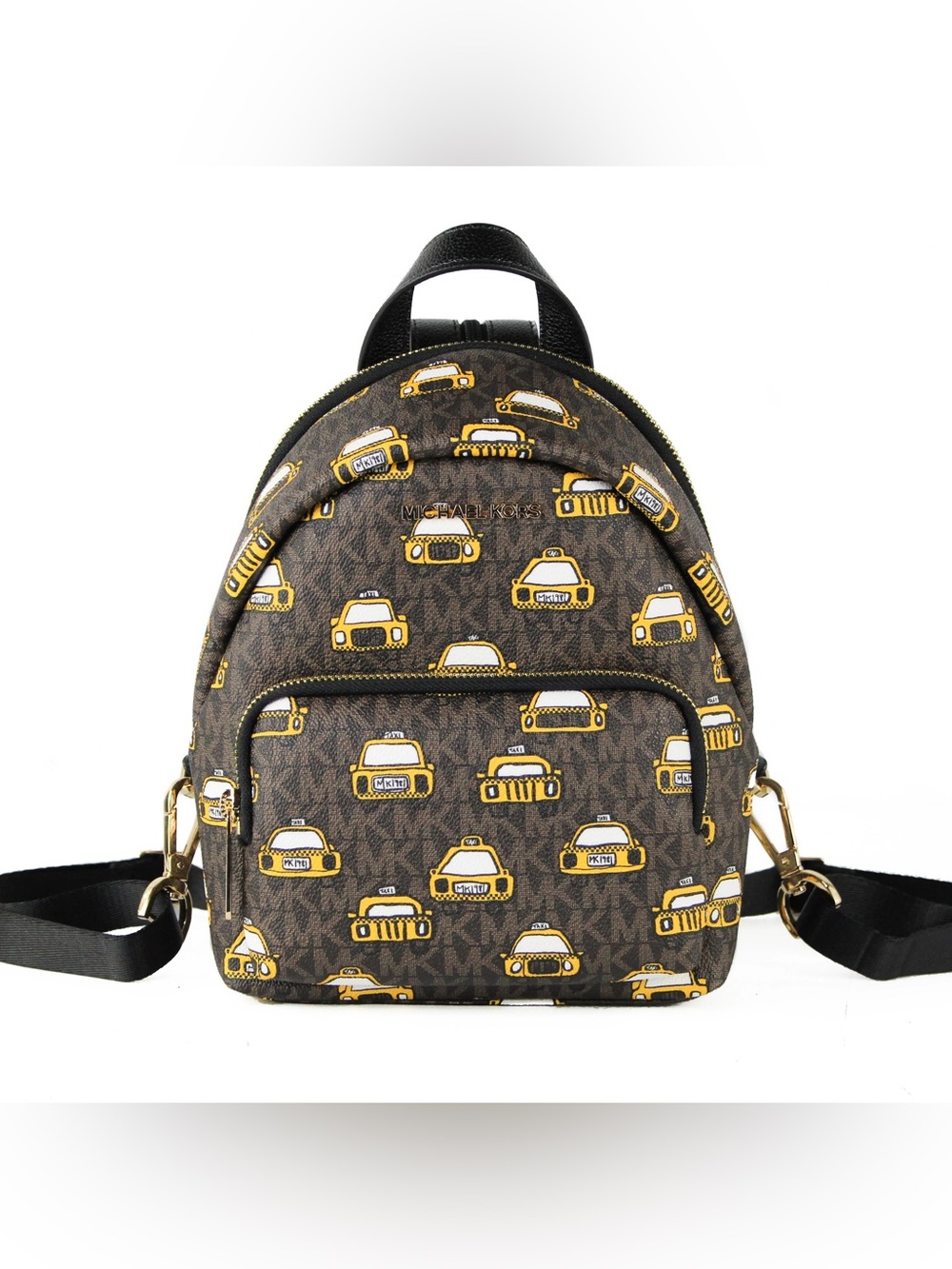 Michael Kors Brown & Yellow Taxi Print Mini Backpack